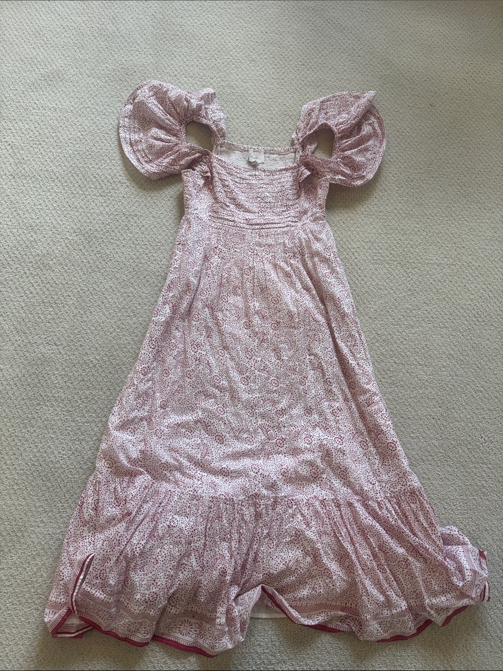 Cleobella Pink Floral Maxi Dress with Puff Sleeves